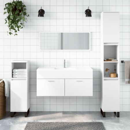 Weißer Badezimmerschrank aus Holzwerkstoff mit Spiegel von vidaXL, Badezimmermöbel - Ref: Foro24-833884, Preis: 72,58 €, Raba...