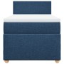 Cama box spring con colchón tela azul 100x200 cm