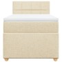 Cama box spring con colchón tela color crema 100x200 cm
