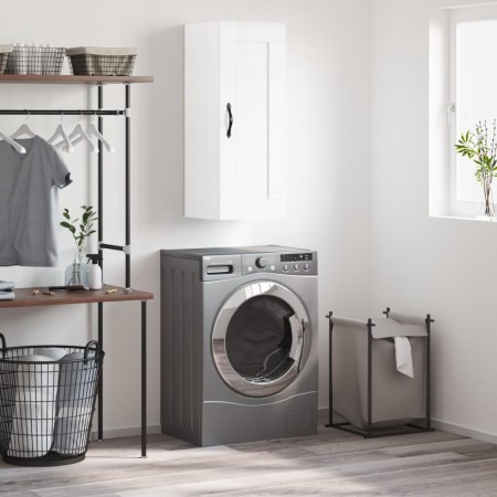 Glossy white engineered wood wall cabinet 34.5x34x90 cm by vidaXL, Sideboards - Ref: Foro24-830494, Price: 42,73 €, Discount: %