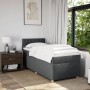 Cama box spring con colchón tela gris oscuro 100x200 cm