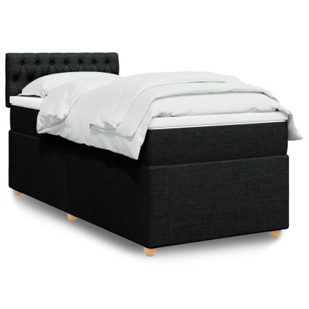 Cama box spring con colchón tela negro 100x200 cm en Camas y somieres | Comprar online en Foro24