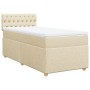 Cama box spring con colchón tela color crema 100x200 cm