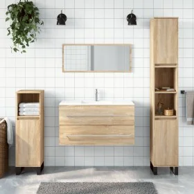Badezimmerschrank mit Spiegel aus Sonoma-Eiche von vidaXL, Badezimmermöbel - Ref: Foro24-833881, Preis: 58,16 €, Rabatt: %