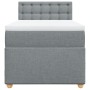 Cama box spring con colchón tela gris claro 100x200 cm