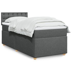 Cama box spring con colchón tela gris oscuro 100x200 cm en Camas y somieres | Comprar online en Foro24