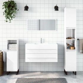 Glossy white engineered wood bathroom cabinet with mirror by vidaXL, Bathroom furniture - Ref: Foro24-833883, Price: 62,28 €,...