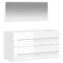 Glossy white engineered wood bathroom cabinet with mirror by vidaXL, Bathroom furniture - Ref: Foro24-833883, Price: 61,92 €,...