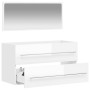 Glänzend weißer Badezimmerschrank aus Holzwerkstoff mit Spiegel von vidaXL, Badezimmermöbel - Ref: Foro24-833883, Preis: 62,2...
