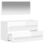 Glänzend weißer Badezimmerschrank aus Holzwerkstoff mit Spiegel von vidaXL, Badezimmermöbel - Ref: Foro24-833883, Preis: 62,2...