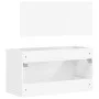 Glossy white engineered wood bathroom cabinet with mirror by vidaXL, Bathroom furniture - Ref: Foro24-833883, Price: 61,92 €,...