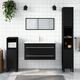 Badezimmerschrank mit Spiegelholz schwarz von vidaXL, Badezimmermöbel - Ref: Foro24-833880, Preis: 61,70 €, Rabatt: %