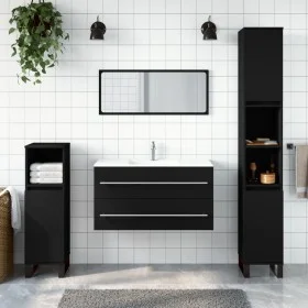Badezimmerschrank mit Spiegelholz schwarz von vidaXL, Badezimmermöbel - Ref: Foro24-833880, Preis: 61,08 €, Rabatt: %