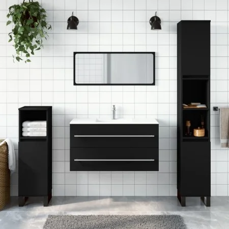 Armario de baño con espejo madera de ingeniería negro de vidaXL, Muebles de baño - Ref: Foro24-833880, Precio: 61,07 €, Descu...