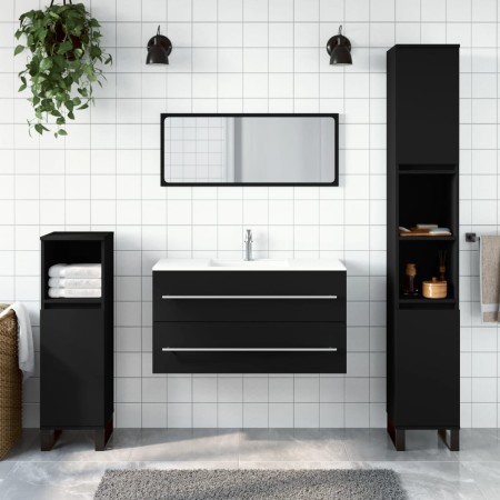 Badezimmerschrank mit Spiegelholz schwarz von vidaXL, Badezimmermöbel - Ref: Foro24-833880, Preis: 61,70 €, Rabatt: %