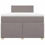 Cama box spring con colchón tela gris taupe 120x190 cm