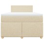 Cama box spring con colchón tela color crema 120x190 cm