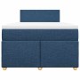 Cama box spring con colchón tela azul 120x190 cm