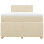 Cama box spring con colchón tela color crema 120x190 cm
