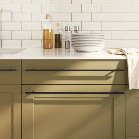 Tiradores para armarios 5 uds acero inoxidable negro 480 mm