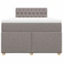 Cama box spring con colchón tela gris taupe 120x190 cm