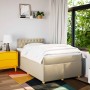 Cama box spring con colchón tela color crema 120x190 cm