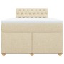 Cama box spring con colchón tela color crema 120x190 cm