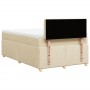Cama box spring con colchón tela color crema 120x190 cm