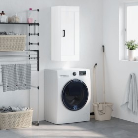 Glossy white engineered wood wall cabinet 34.5x34x90 cm by vidaXL, Sideboards - Ref: Foro24-830502, Price: 52,71 €, Discount: %