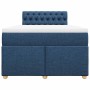 Cama box spring con colchón tela azul 120x190 cm