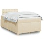Cama box spring con colchón tela color crema 120x190 cm