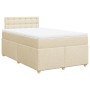 Cama box spring con colchón tela color crema 120x190 cm