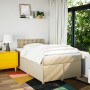 Cama box spring con colchón tela color crema 120x190 cm