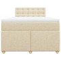 Cama box spring con colchón tela color crema 120x190 cm