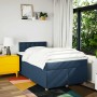 Cama box spring con colchón tela azul 120x190 cm