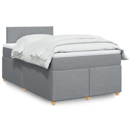 Cama box spring con colchón tela gris claro 120x200 cm en Camas y somieres | Comprar online en Foro24