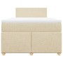 Cama box spring con colchón tela color crema 120x200 cm