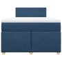 Cama box spring con colchón tela azul 120x200 cm