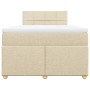 Cama box spring con colchón tela color crema 120x200 cm