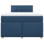 Cama box spring con colchón tela azul 120x200 cm