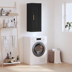 Black engineered wood wall cabinet 34.5x34x90 cm by vidaXL, Sideboards - Ref: Foro24-830485, Price: 57,17 €, Discount: %
