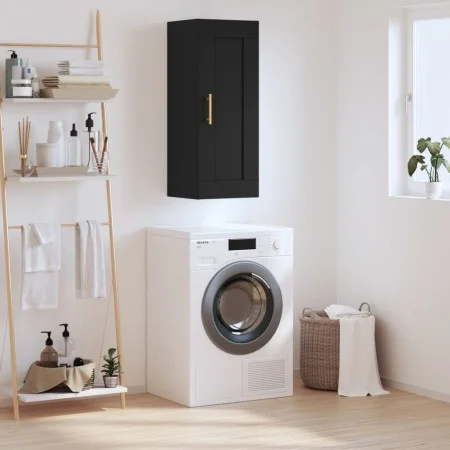 Black engineered wood wall cabinet 34.5x34x90 cm by vidaXL, Sideboards - Ref: Foro24-830485, Price: 56,37 €, Discount: %