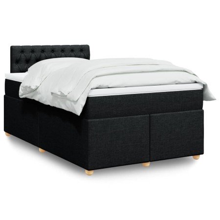 Cama box spring con colchón tela negro 120x200 cm en Camas y somieres | Comprar online en Foro24