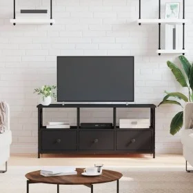 Mueble de TV hierro y madera contrachapada negro 102x33x45 cm de vidaXL, Muebles TV - Ref: Foro24-831788, Precio: 74,79 €, De...