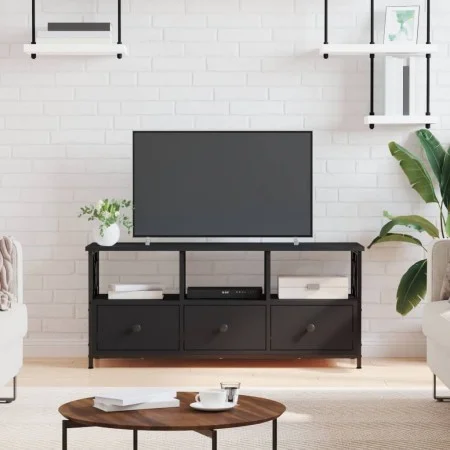 Mueble de TV hierro y madera contrachapada negro 102x33x45 cm de vidaXL, Muebles TV - Ref: Foro24-831788, Precio: 74,79 €, De...