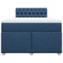 Cama box spring con colchón tela azul 120x200 cm