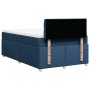 Cama box spring con colchón tela azul 120x200 cm