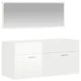 Glänzend weißer Badezimmerschrank aus Holzwerkstoff mit Spiegel von vidaXL, Badezimmermöbel - Ref: Foro24-833888, Preis: 65,6...