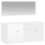 Glänzend weißer Badezimmerschrank aus Holzwerkstoff mit Spiegel von vidaXL, Badezimmermöbel - Ref: Foro24-833888, Preis: 76,4...