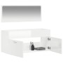 Glänzend weißer Badezimmerschrank aus Holzwerkstoff mit Spiegel von vidaXL, Badezimmermöbel - Ref: Foro24-833888, Preis: 76,4...